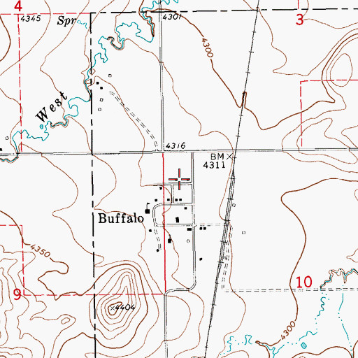 Topographic Map of Buffalo Post Office, MT