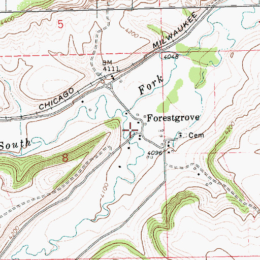 Topographic Map of Forestgrove (historical), MT