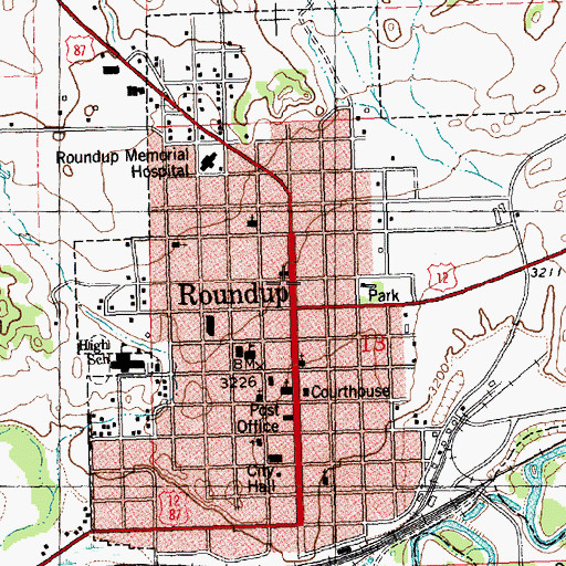 Topographic Map of Musselshell County Sheriff's Office, MT