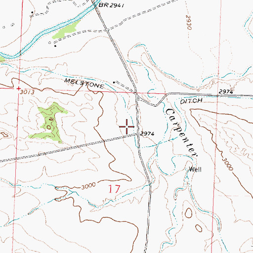 Topographic Map of Carpenter Creek Post Office (historical), MT