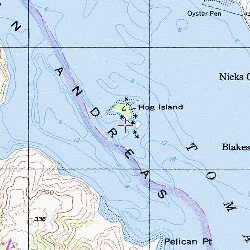 Topographic Map of Duck Island, CA