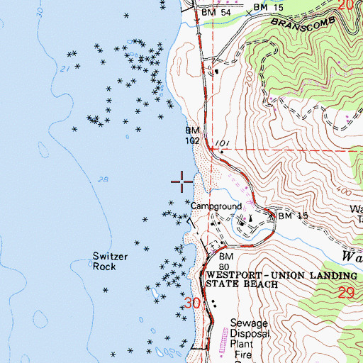 Topographic Map of Wages Creek Beach, CA
