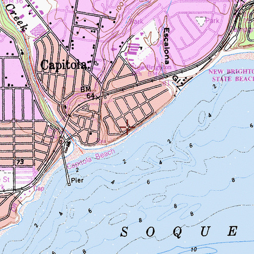 Topographic Map of Capitola Bluffs, CA