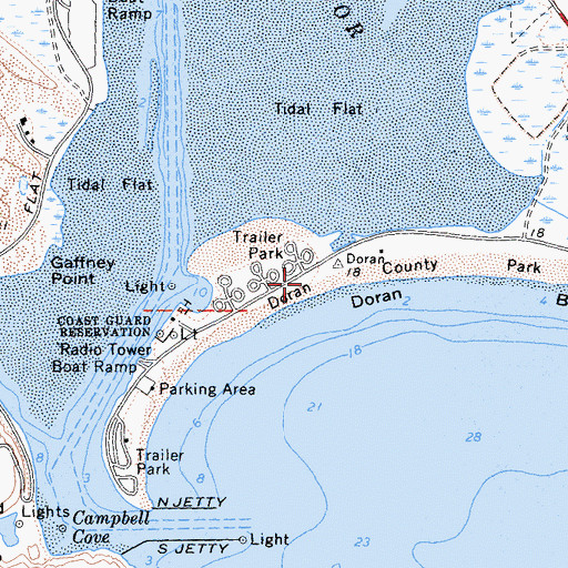 Topographic Map of Doran Spit, CA