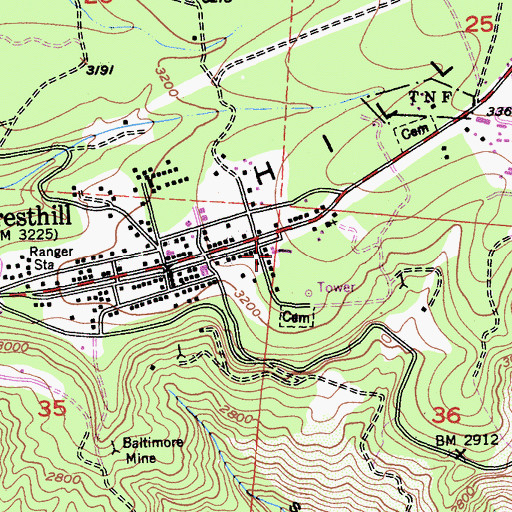 Topographic Map of Foresthill Elementary School and Middle School, CA