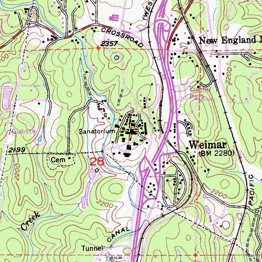 Topographic Map of Weimar Medical Center (historical), CA
