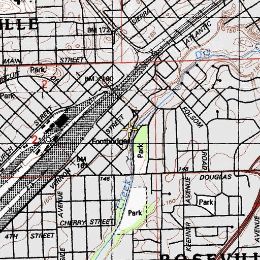 Topographic Map of Placer County Fire Department Station 1 / City of Roseville Fire Department Station 1, CA