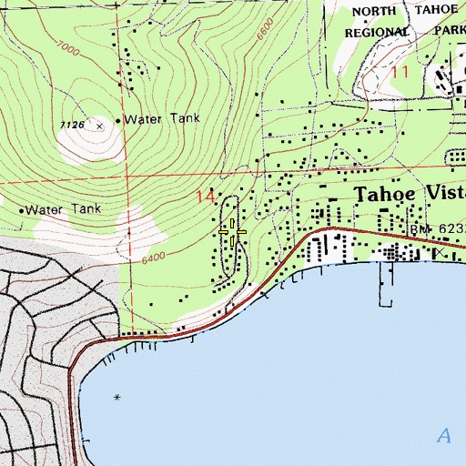 Topographic Map of Tahoe Marina Estates, CA