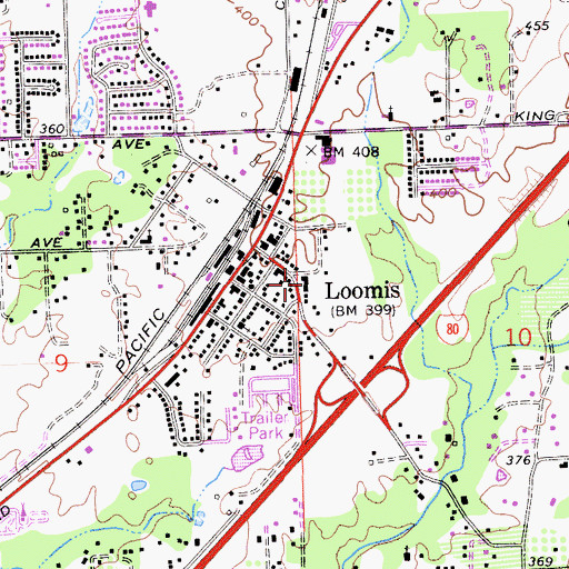 Topographic Map of Loomis Branch Auburn-Placer County Library, CA