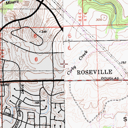 Topographic Map of Kaiser Permanente Roseville Medical Center, CA