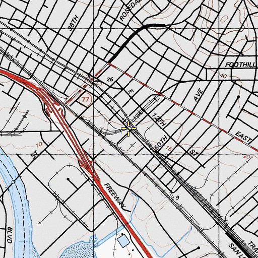 Topographic Map of Melrose Station (historical), CA