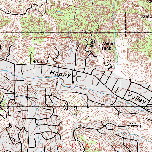 Topographic Map of Happy Valley Elementary School, CA