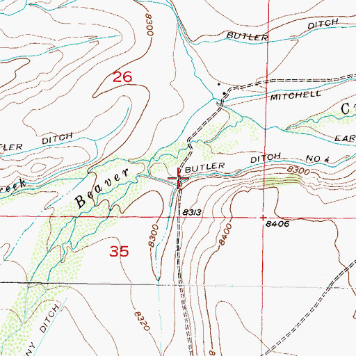Topographic Map of Butler Ditch Number 4, CO