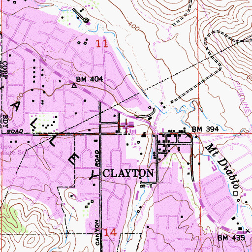 Topographic Map of Clayton Park, CA