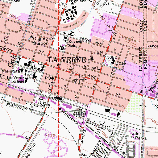 Topographic Map of Bonita Avenue Advent Christian Church, CA