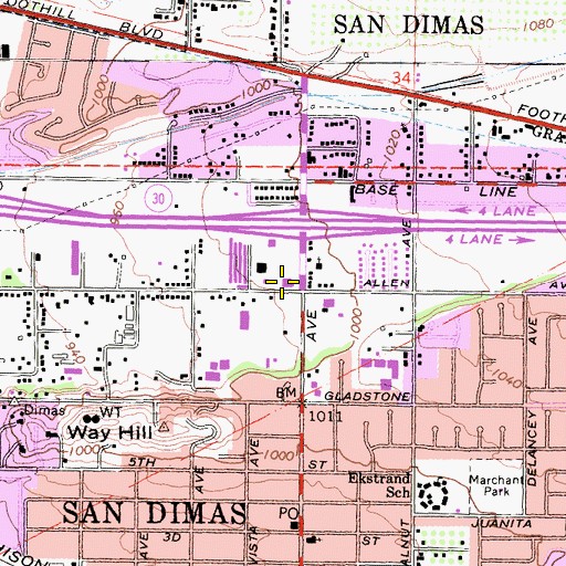 Topographic Map of Chaparral High School, CA
