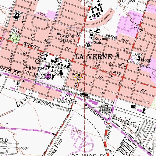 Topographic Map of First Foursquare Gospel Church of La Verne, CA