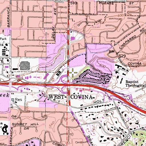 Topographic Map of Grand Creek Shopping Center, CA