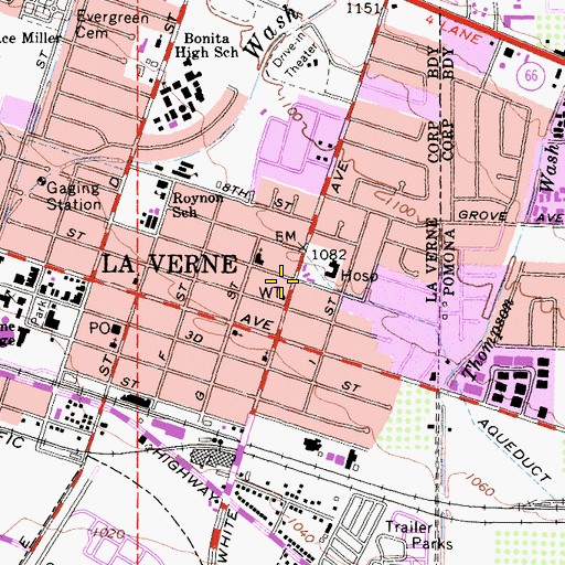 Topographic Map of Lincoln Mini Park, CA