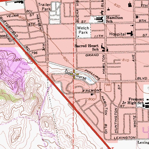 Topographic Map of Palm Lake Golf Course, CA