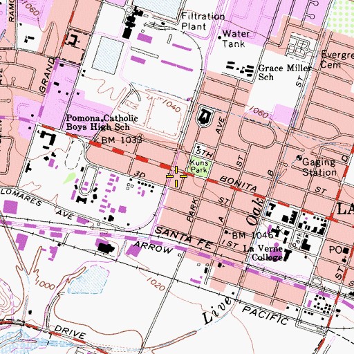 Topographic Map of Veterans Hall, CA