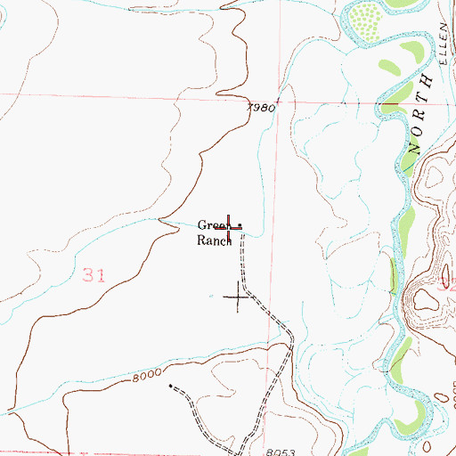 Topographic Map of Green Ranch, CO