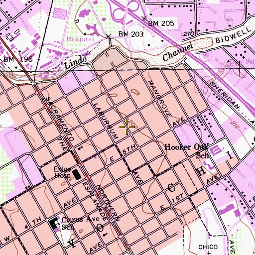 Topographic Map of Church of Christ, CA