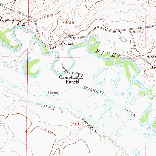 Topographic Map of Campbell Ranch, CO