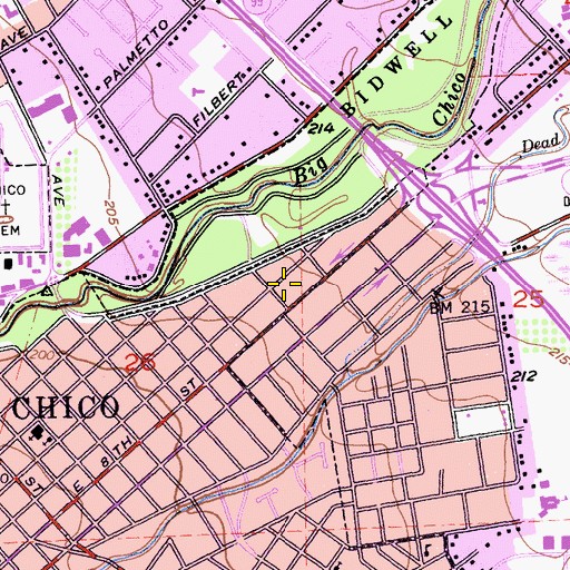 Topographic Map of Linden Public School (historical), CA