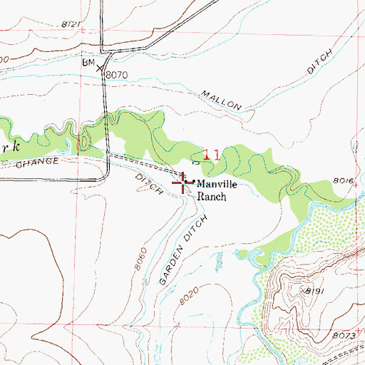 Topographic Map of Manville Ranch, CO