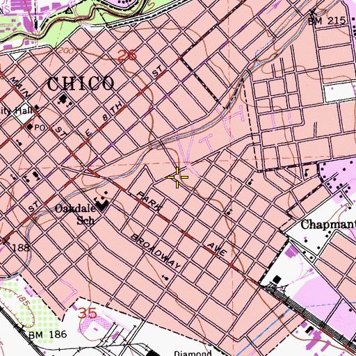Topographic Map of Reorganized Church of Jesus Christ of Latter Day Saints, CA