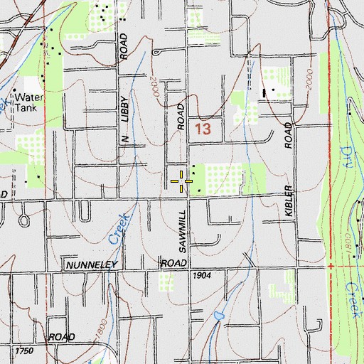 Topographic Map of Paradise Community Church of the Brethren, CA
