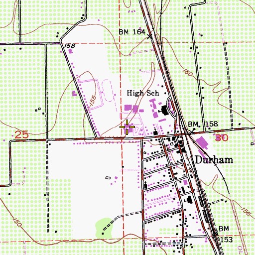 Topographic Map of Durham Intermediate School, CA