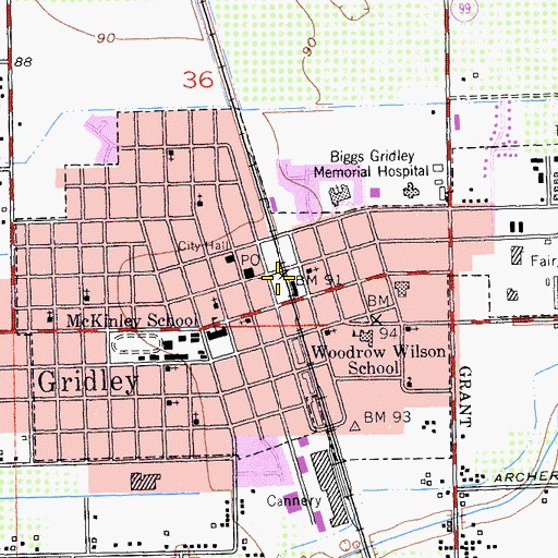 Topographic Map of Nick Daddow Plaza, CA