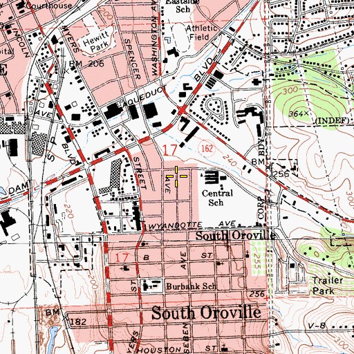 Topographic Map of Oro Vista Baptist Church, CA