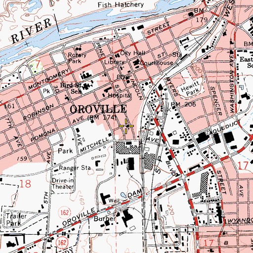 Topographic Map of Pentecostal Assembly of God Tabernacle, CA