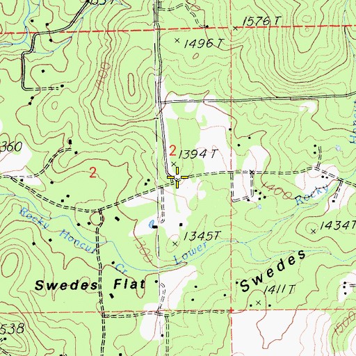 Topographic Map of Swedes Flat (historical), CA