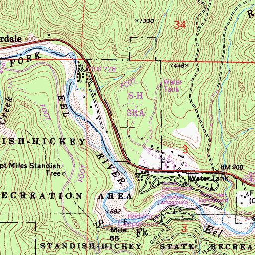 Topographic Map of Grove Trail, CA