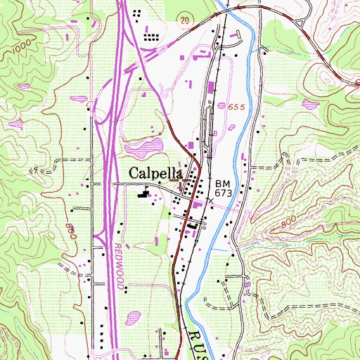 Topographic Map of Calpella Post Office, CA