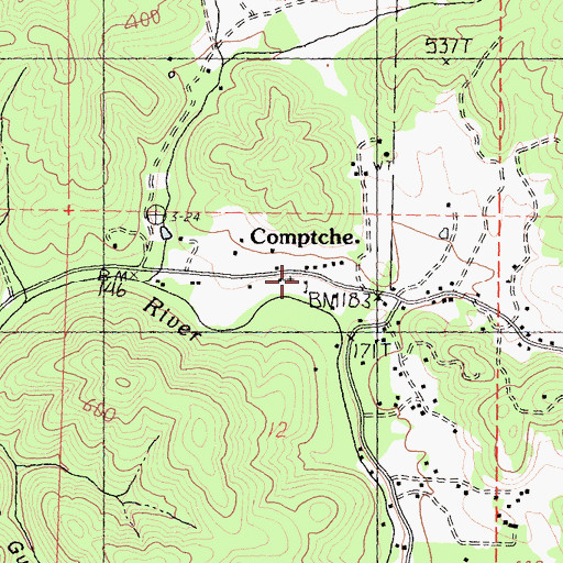 Topographic Map of Comptche Elementary School, CA