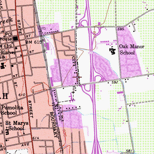 Topographic Map of Ukiah Post Office, CA