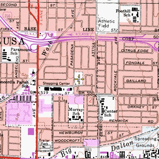 Topographic Map of Gladstone Park, CA