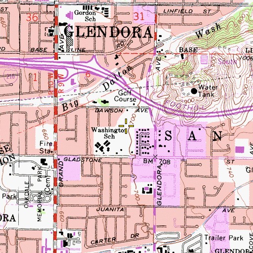 Topographic Map of Glen Oaks Golf Course, CA