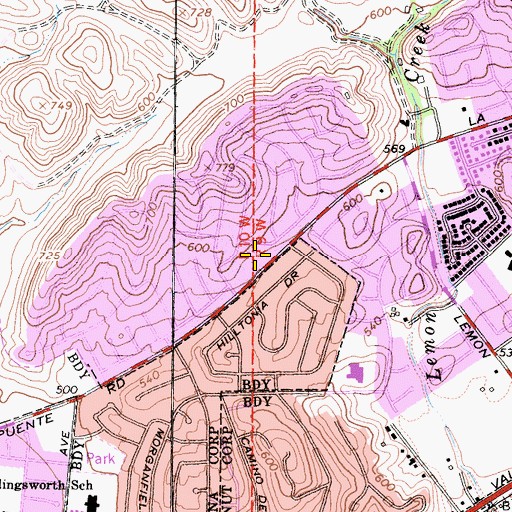 Topographic Map of Butterfield Park, CA