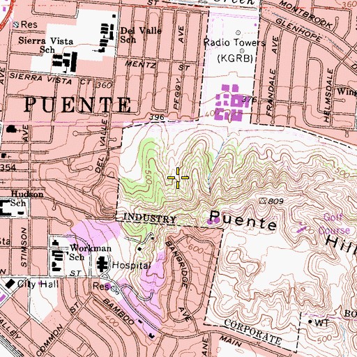 Topographic Map of Industry Hills Recreation Center, CA