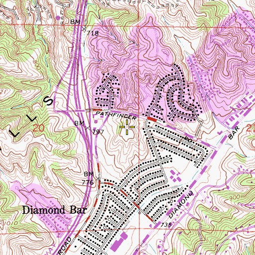 Topographic Map of Diamond Bar High School, CA