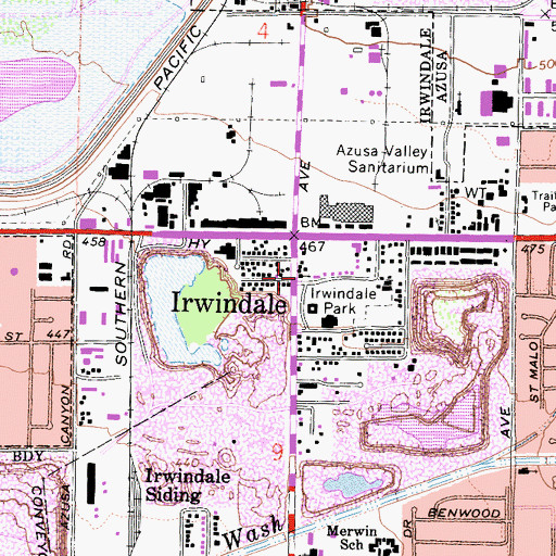 Topographic Map of El Divino Salvador Presbyterian Church, CA