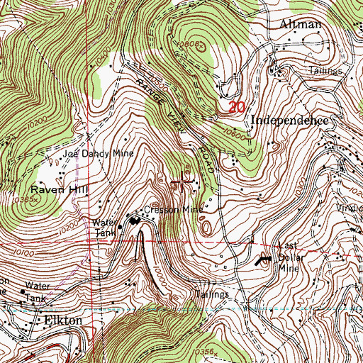 Topographic Map of Blue Jay Mine, CO