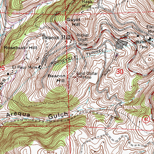 Topographic Map of Campbell Mine, CO