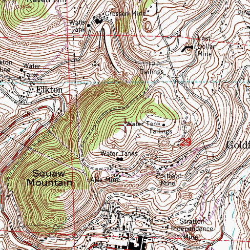 Topographic Map of Lowell Mine, CO